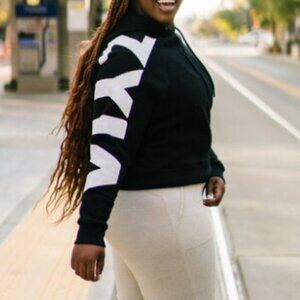 ZYIA Active Logo Crop Spellout Hoodie Black XL